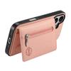 For iPhone 17 Pro Max Case Zipper Card Holder Kickstand Jeans Cloth Texture Leather Back Cover