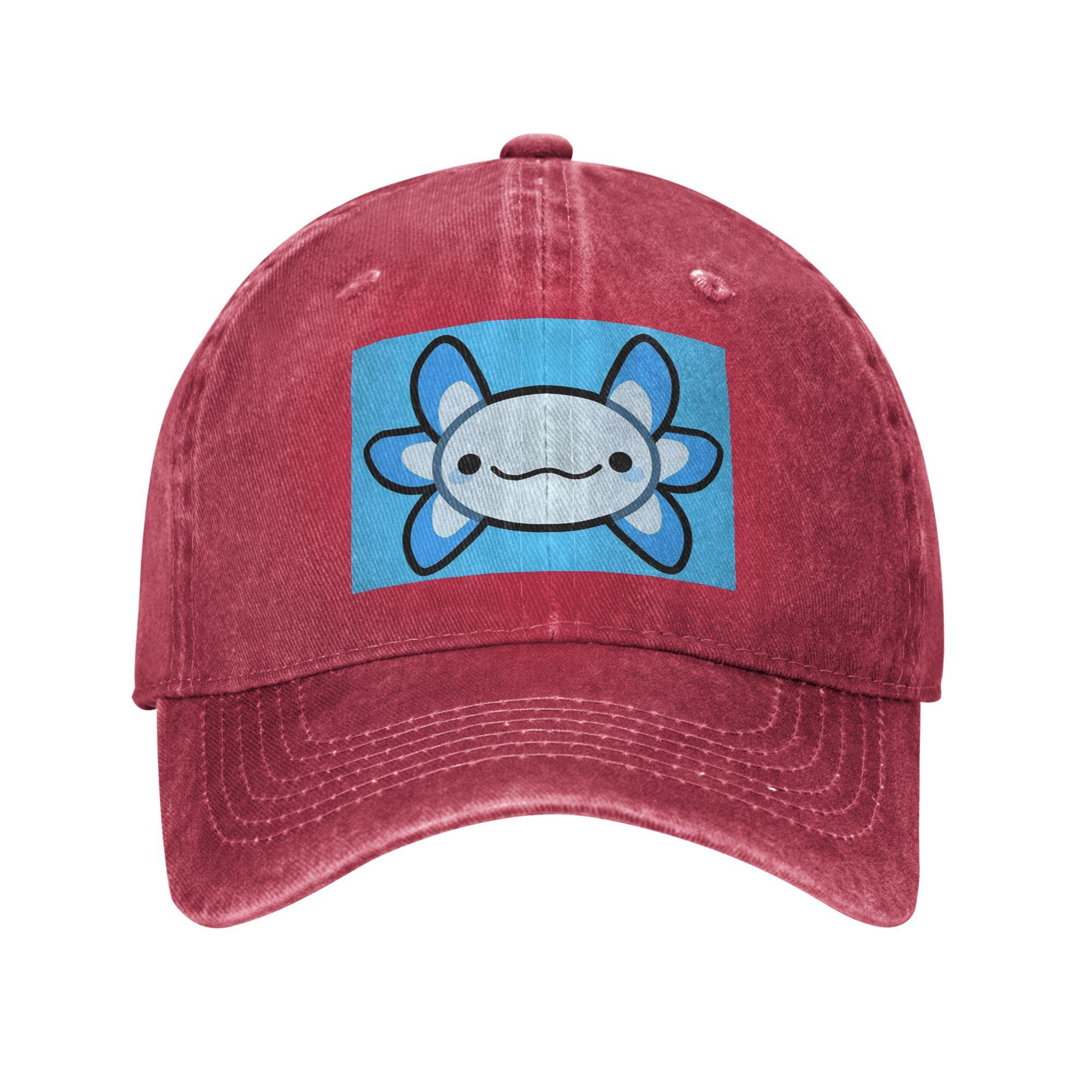 axolotl blue by matx ft Washed Denim Cap Casual Baseball Caps Adjustable Hat Summer Unisex Baseball Hats One Size