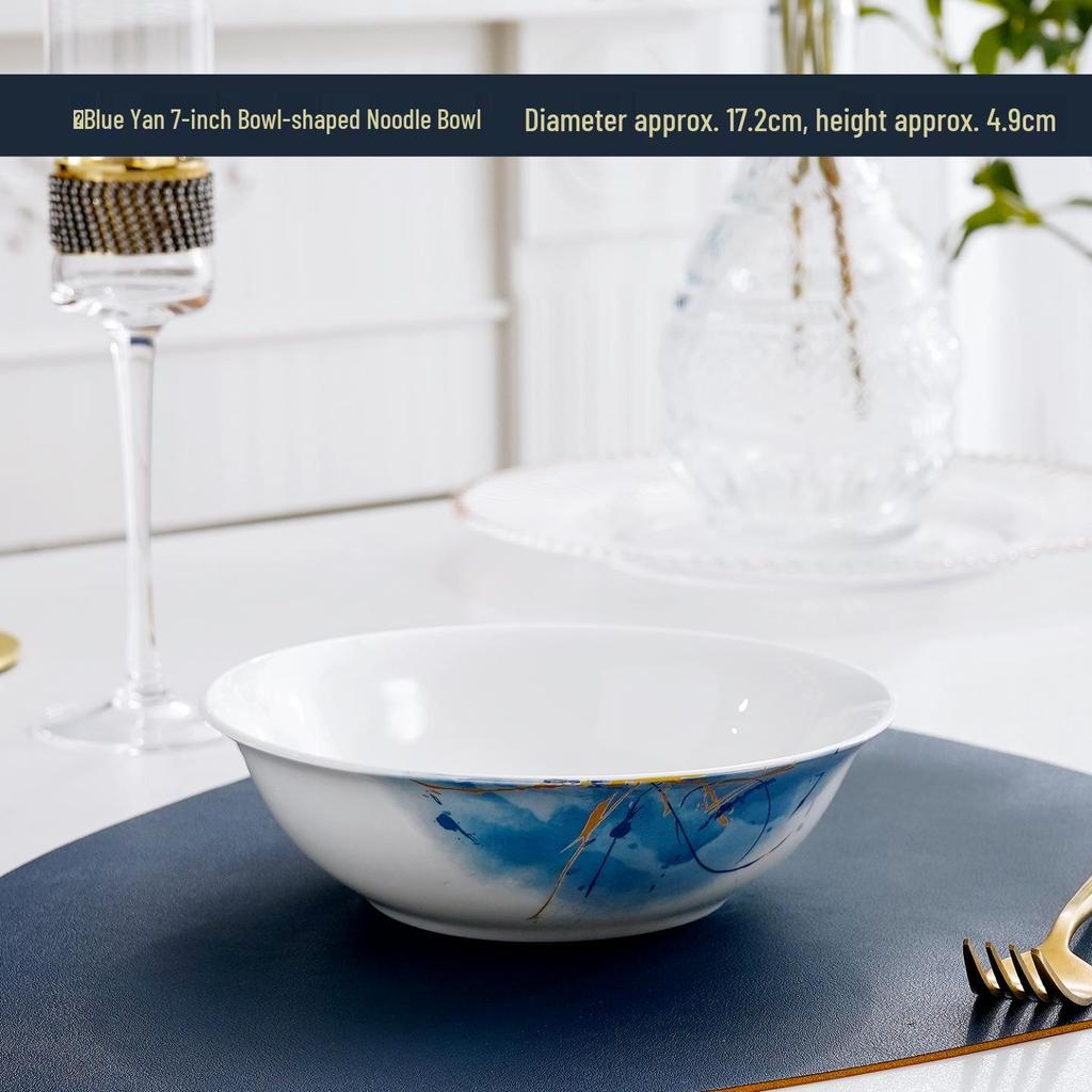 7-inch Large Capacity White Bone China Noodle Bowl - Ceramic Soup & Lo Mein Tableware