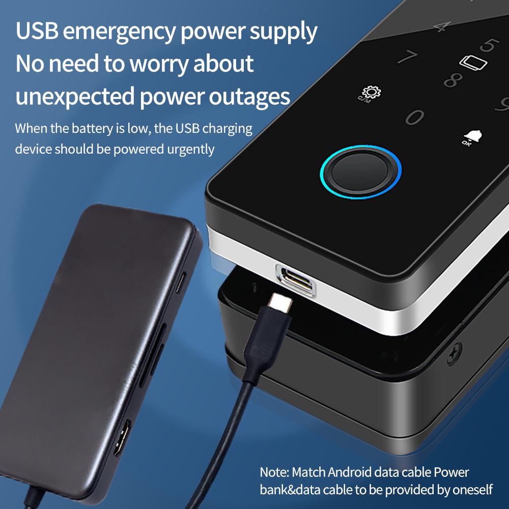 Fingerprint Glass Door Lock App Passcode IC Card Keyless Smart Phone Attendance Lock Electronic Digital Lock