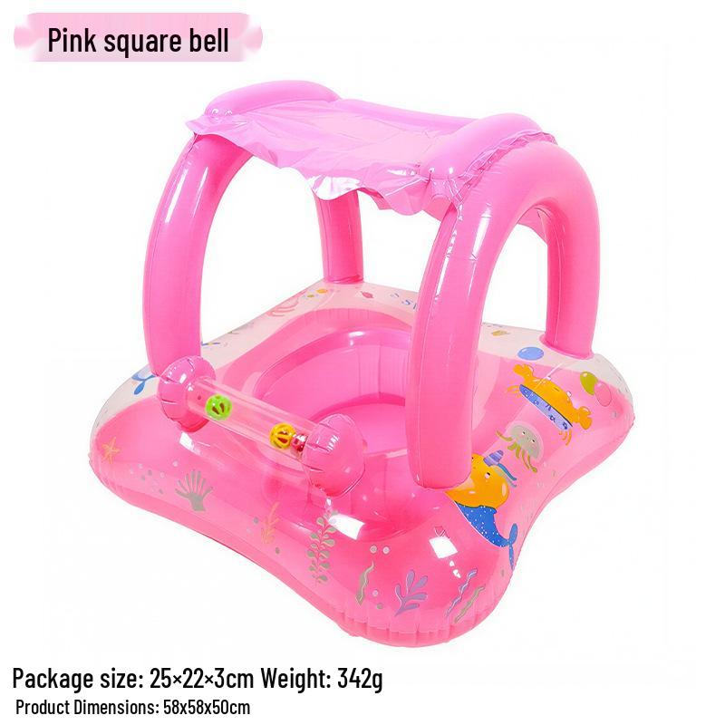 Summer Cartoon Airplane Baby Swim Ring with Handle - Anti-Rollover Design