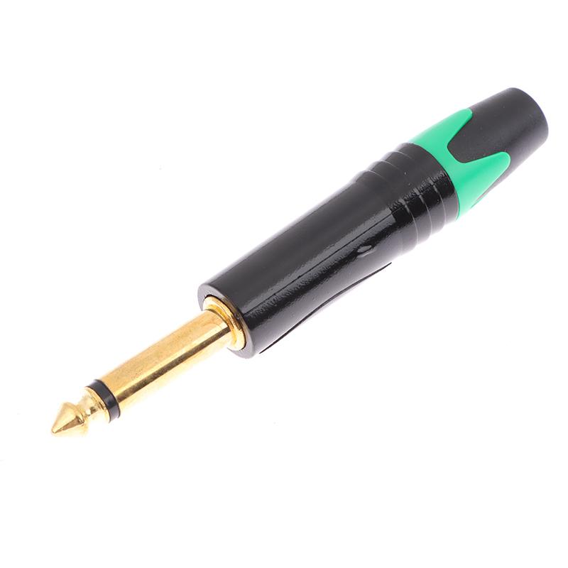 6.35 Mm Gold-Plated Microphone Audio Plug Mute Plug Connector Jack Mono Assembly Microphone Connector Mono Plug
