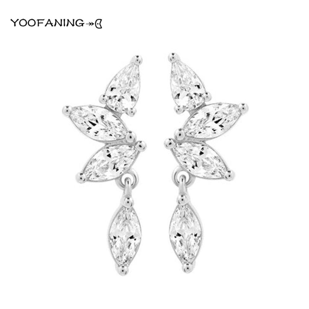 925 Silver Ear Needle High Luxury Earrings Colored Zircon Leaf Tassel Design Exquisiteearrings for women Jewelry Party
