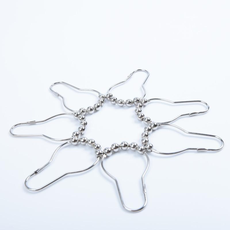 12 Pcs/pack Rustproof Bath Curtain Rollerball Shower Curtain Rings Hooks 5 Roller Polished Satin Nickel Ball Curtain Accessories
