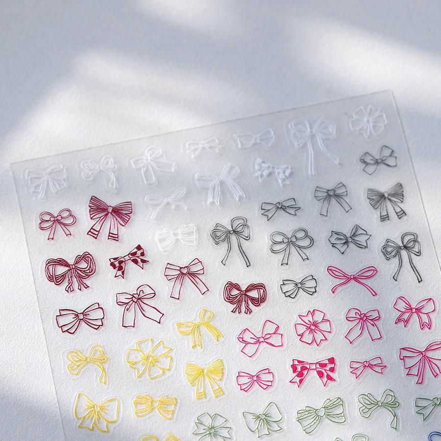 TS-3962 Minimalist Bowknot Nail Art Stickers - Colorful Adhesive Accessories