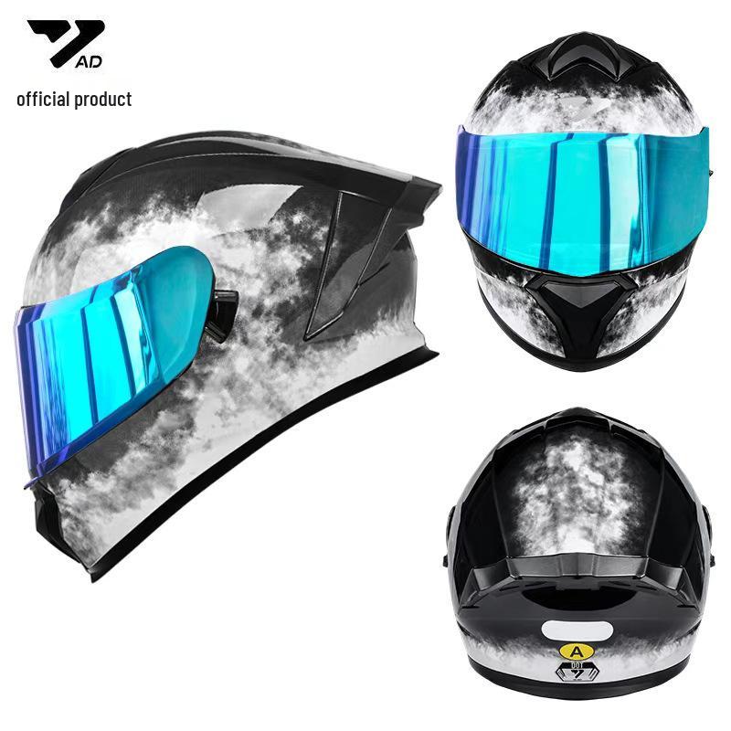 Cross-border DOT Certified Full Face Motorcycle Helmet for Men and Women, Trendy Four Seasons Riding Gear