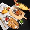 Stainless Steel Dinner Tray Snack Dish Appetizer Serving French Fries Platter Lunch Container Dumpling Plates Kitchen Gadgets