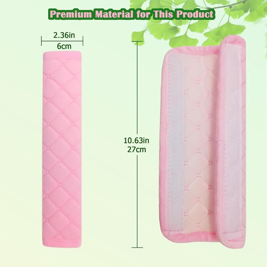 Car Seat Belt Cover Pad, 2 Pack, Seatbelt Covers for Car Accessories, Soft Material, Car Seat Strap Pads, Pink 10.63 inches, Applicable for all