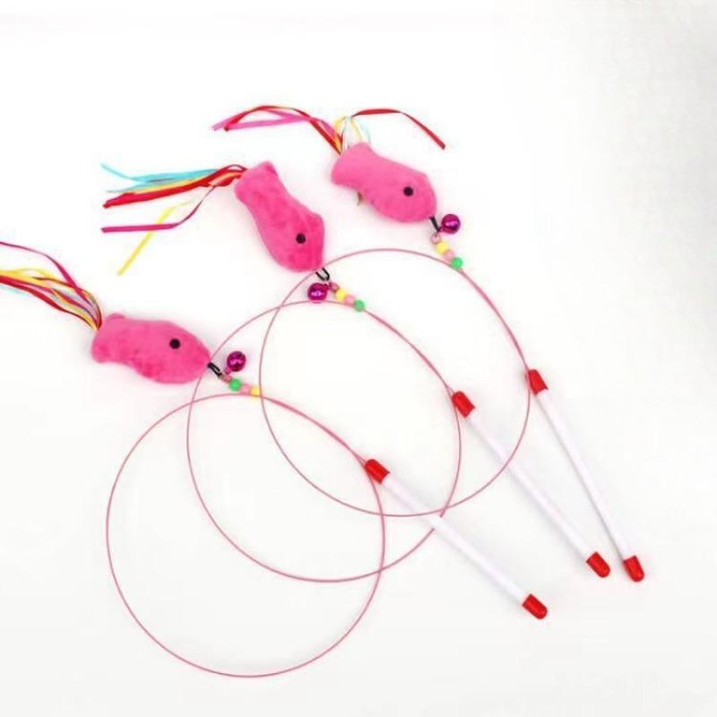 Mido Cat Stick, Steel Wire Fish, Elastic Cat Toy, Bell Feather Cat Interactive Toy