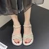 Roman Style Platform With Medium Heels Woman Fashion Original Pearl Shoes Sandals for Women Summer 2025 Comfortable Sandal Sale