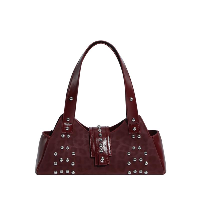 High-end Handbag, Small Handbag, Niche Design Sense, Underarm Bag, Riveted Functional Baguette Bag