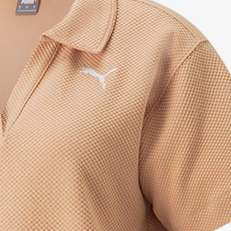 Puma Solid Color Casual Fashion Breathable Versatile Short Sleeve Polo Shirt Women tops Khaki 676651-89