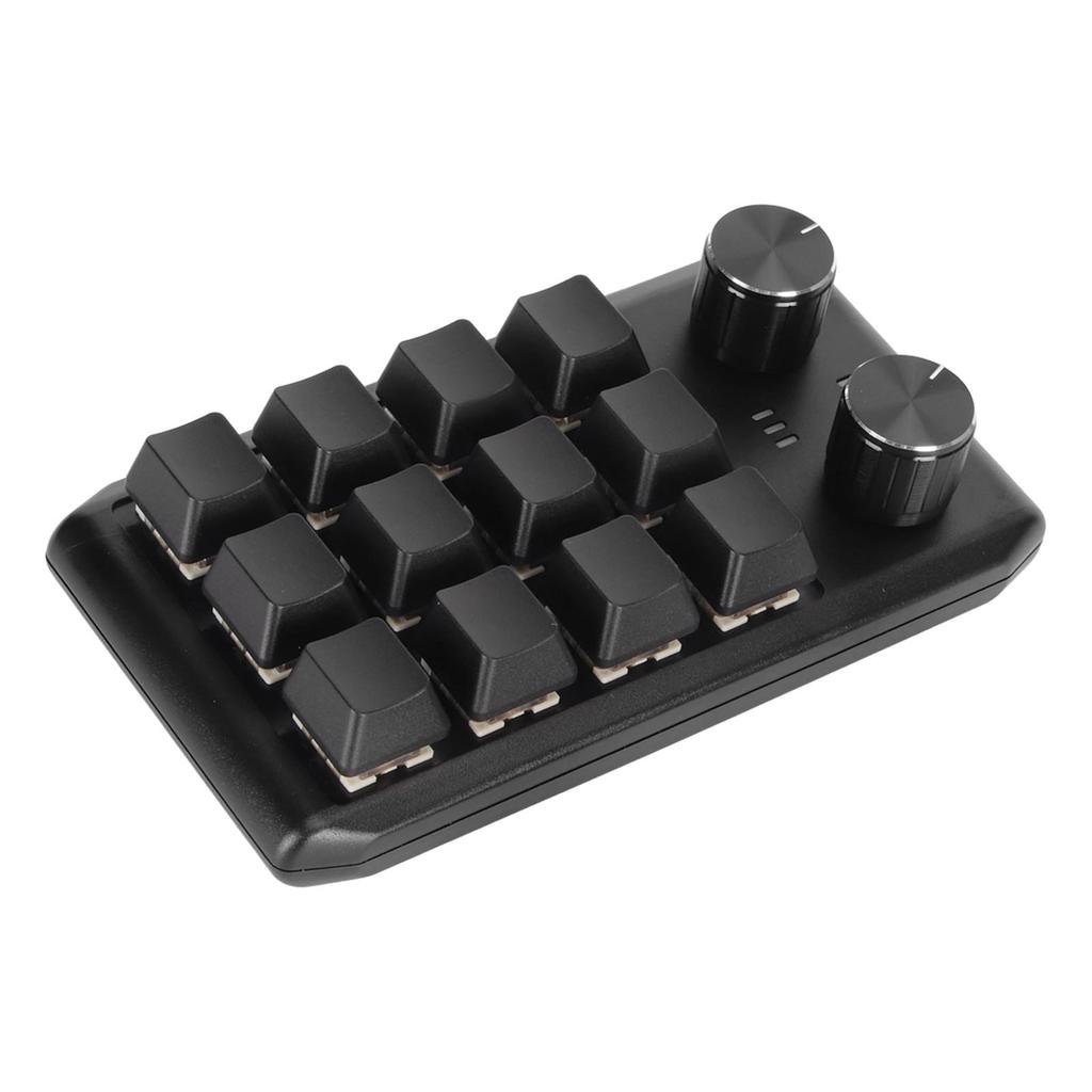 Mini Custom Keypad 12 Mechanical Keys 2 Knobs Programmable Red Switch Programming Macro Keypad for PC Gaming Multimedia