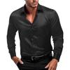 Men Glossy Dress Shirt Turndown Collar Button Down Shirt Long Sleeve Formal Shirt for Prom Party Dating Wedding