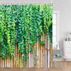 Green Vines Wall Shower Curtains Green Plants Greenery Bathroom Decorations Vintage Landscape Polyester Bath Curtains With Hooks