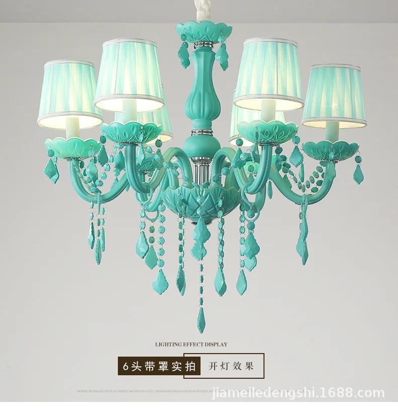 Europäischer Stil rosa grün blau Kristall warmes Leben Kinderzimmer Schlafzimmer Pendelleuchte Schönheit Friseursalon Dekoration