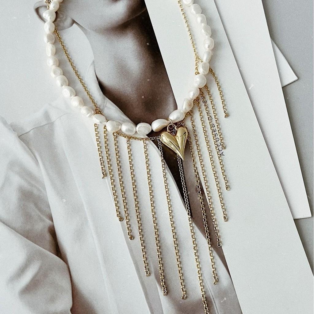 Unique Heart Shape Chain Necklace For Women With Zinc Alloy Material And Fall Trend