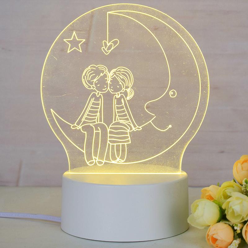 Customize Acrylic 3D Illusion LED Warm White Night Light for Living Room Kids Bedroom Decorative Lamp with USB Power