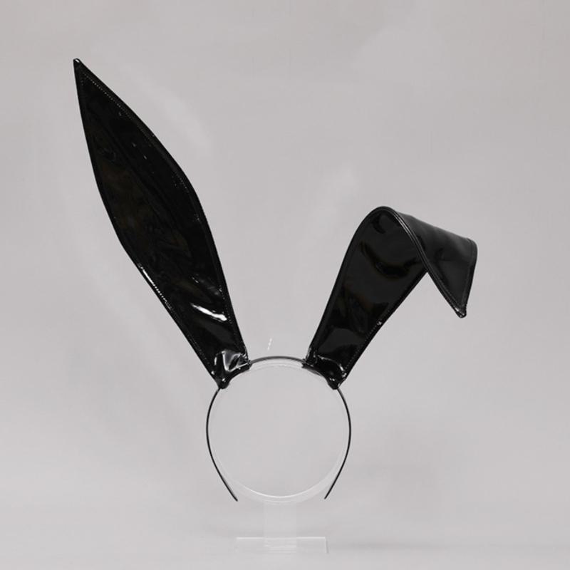 Leather Rabbit Ears Headband Handmade Sexy Bunny Ears Hairband Easter Halloween Cosplay Props Theme Hair Accessories