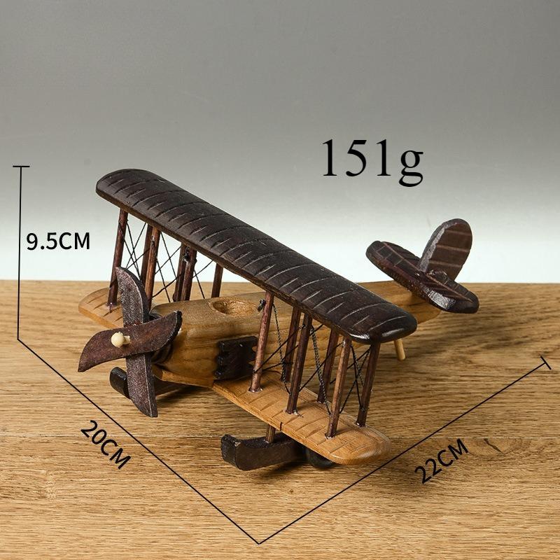 Modellino di Aereo Retro in Legno Fatto a Mano Vintage Decorazione da Scrivania Creativa Ornamenti Artigianali in Legno Unici per Interni Casa Ufficio