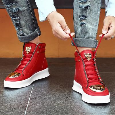 Fashion High Top Casual Shoes Men Sneakers 2024 Fashion Skateboard Shoes Leopard Platform Shoe Sport Training Shoes Men's Ankle Boots