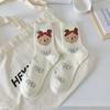 White Graffiti Socks For Women, Personality Fashion Mid-Leg Socks, Thin Cotton Socks, Trendy Cartoon College Style