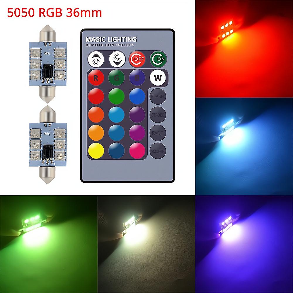 

2X C5W автомобильные светодиодные RGB 5050 6SMD 31/36/39/41 мм купольные автомобильные дверные фонари автомобильный пульт дистанционного управления цветные лампы для чтения атмосферные лампы на крышу 2pcs 36mm разноцветный