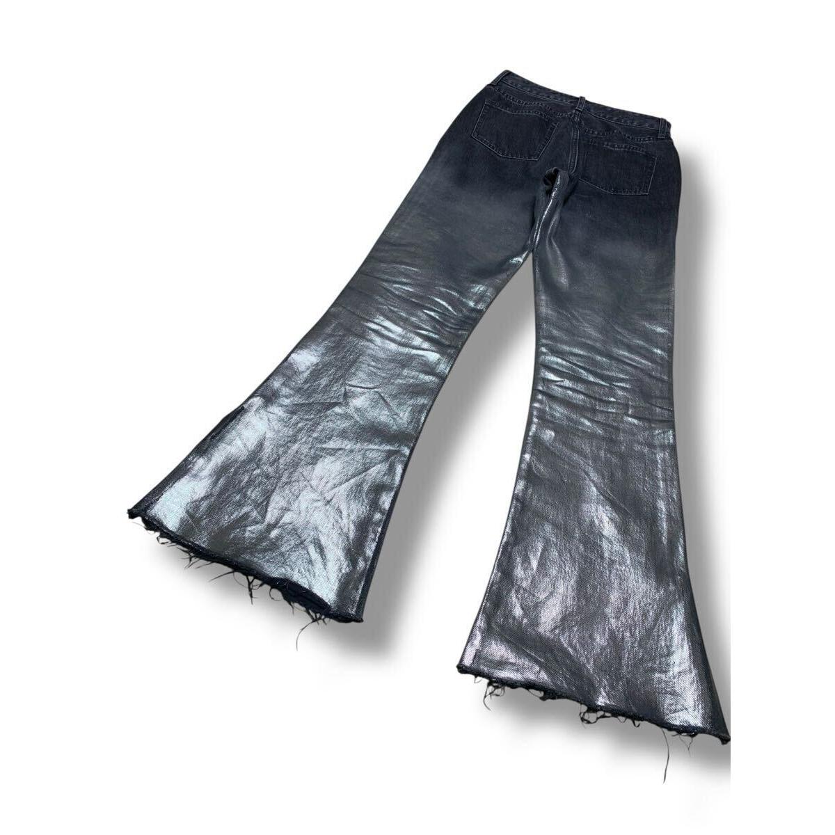 Good condition moussy flare black silver ladies denim waist approx. 65cm S size cut-off high waist jeans M2496