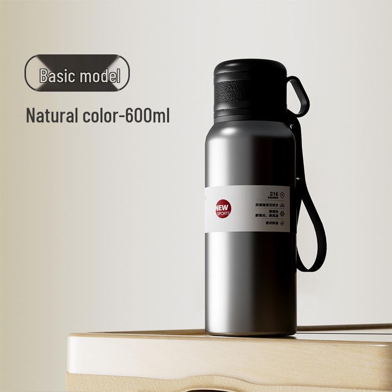 Large Capacity Double-Lid Stainless Steel Insulated Cup with Tea Separator for Men and Women - Portable, Car-Friendly, and Outdoor Ready