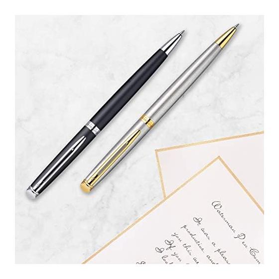 Waterman Metropolitan Ballpoint Pen - Essential Stainless Steel CT S0920460 - Luxury Brand Gift, Elegant, Sophisticated, Dynamic, Parisian Style,
