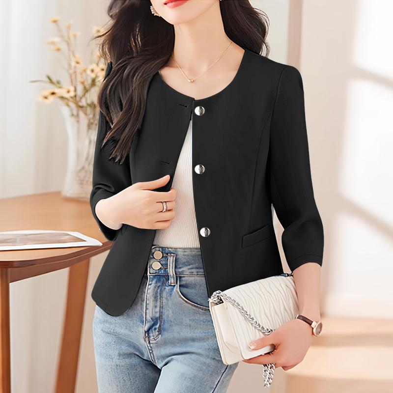 

ZANZEA Жіноча повсякденна блузка з круглим вирізом, вільним рукавом 3/4, однотонна 5XL чорний