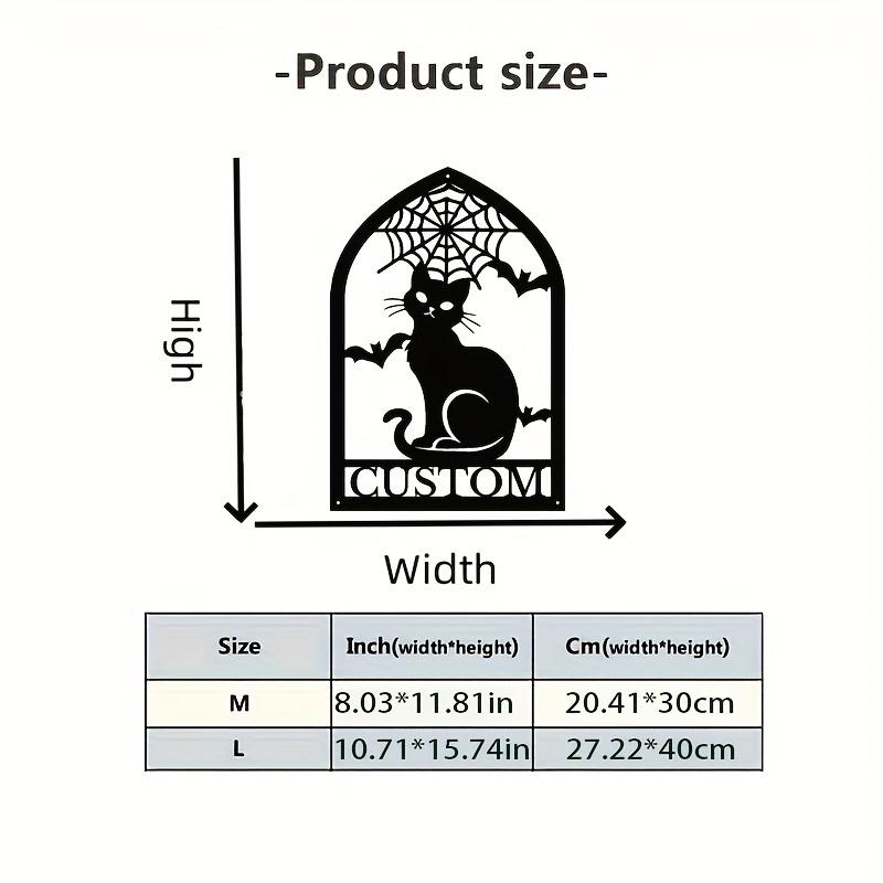 Spooky Cat Custom Metal Wall Sign - Personalized Waterproof Iron Plaque for Indoor/Outdoor Decor, Wall Sculptures.