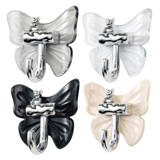 4Pcs Adhesive Butterfly Hooks Wall Mounted Bathroom Hanger Decorative Cute Butterfly Bear Hook for Towels Keys Kitchen Utensils