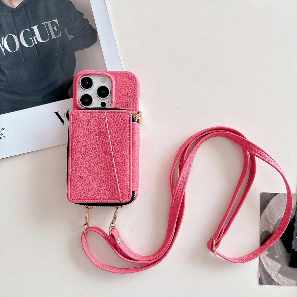 Leather Crossbody Wallet with Card Holder Phone Case for IPhone 15 14 Plus 13 Mini 12 11 Pro Max 7 SE Shell Shockproof Cover