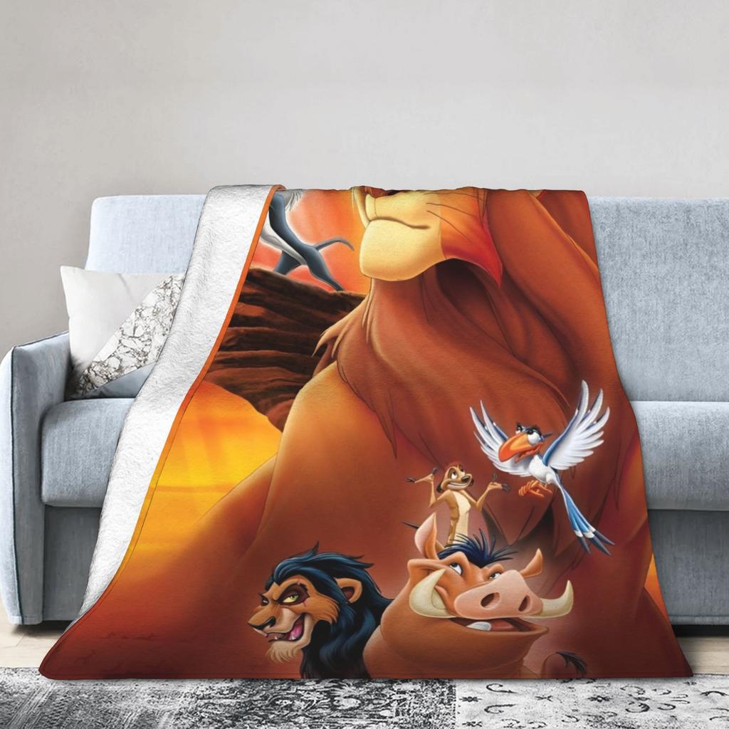 Lion King Blanket Funny Cartoon Simba Fleece Funny Warm Throw Blankets for Home Autumn/Winter