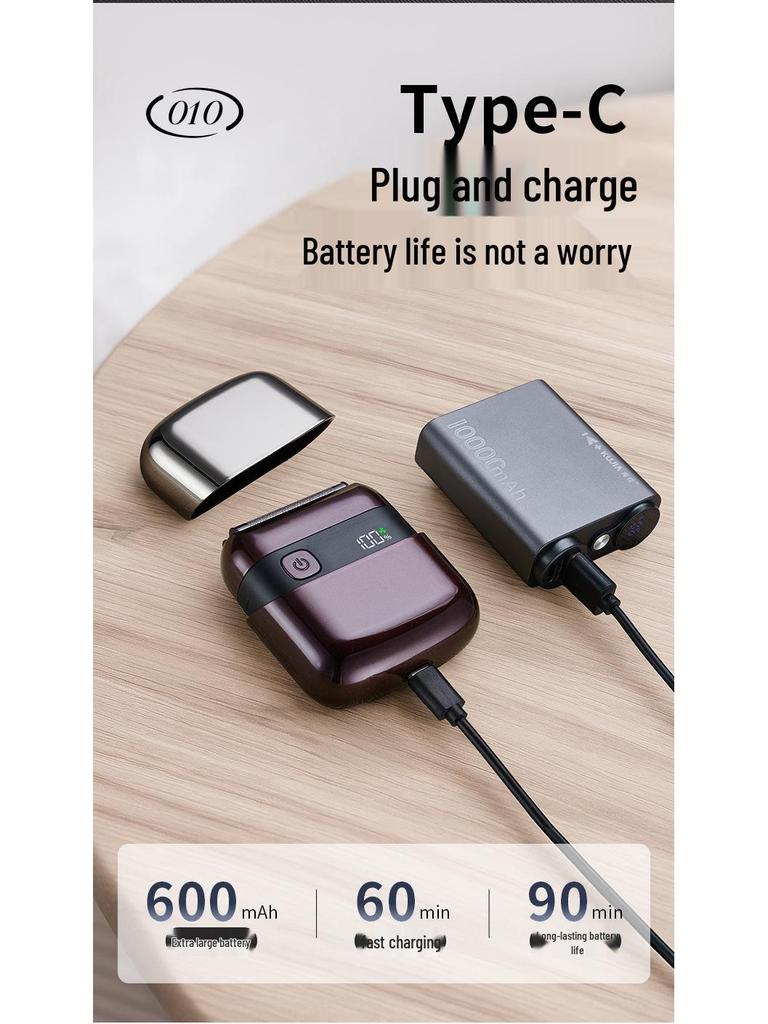 Electric Shaver with Digital Display, Magnetic Double Blade, Fast Charging, Mini Household Razor