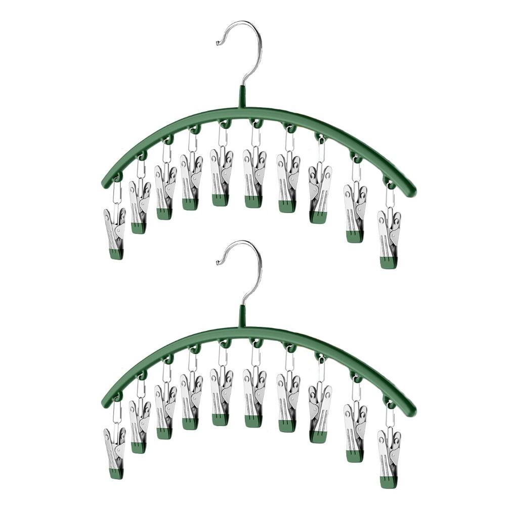 2PCS 10 Clips Curved Hanger Windproof Socks Hanger Drying Rack Clothes Drying Hanger  Clothes Shops