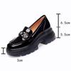 5.5cm British Style Thick Bottom Patent Leather Loafers Women's Platform Shoes 2025 Spring Shallow Block Heels Shoes Office