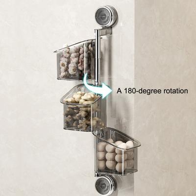 Wall Mounted Kitchen Organizer Suction Cup Produce Holder Removable Rotating Storage Baskets for Kitchen Fruits Vegetables And Bathroom