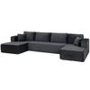 Modular U-Shaped Sofa with 2 Chaise Longues, Corduroy Sofa Bed with High-Density Foam and Spring Cushioning, Dark Grey
