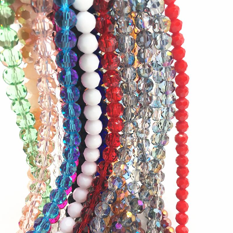4/6/8/10mm 32 Faceted Austria Transparent Faceted Crystal Ball Beads Spacer Beads for Necklace and DIY Bracelet Making #14