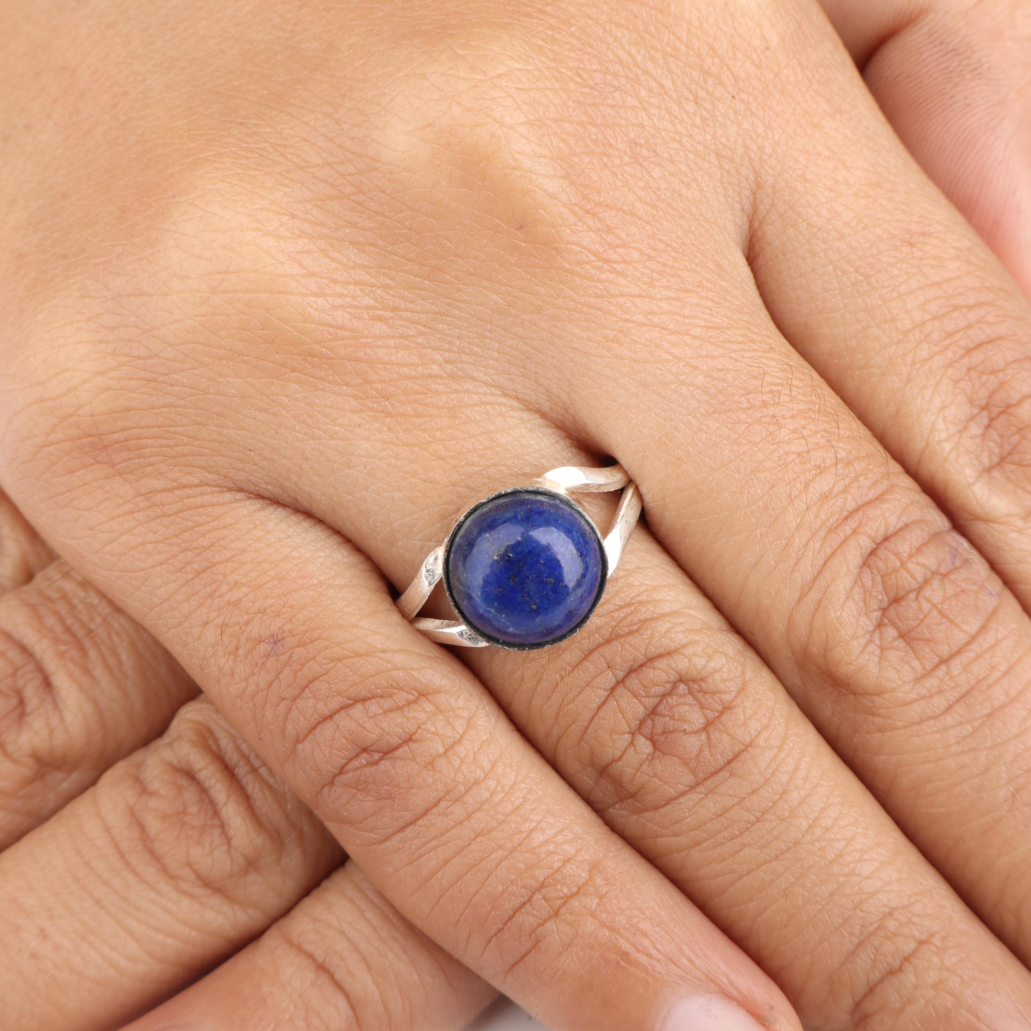 

Lapis Lazuli Gemstone Silver Ring, 925 Sterling Silver Handmade Jewelry, September Birth-Stone Gift, Designer Wedding Ring For Her RR-83-25 13
