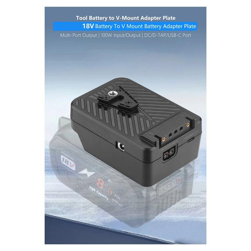 ABBP-For 18V Battery To V Mount Battery Plate Converter Sturdy Multi Purpose PD100W Fast Charging Efficient Lights