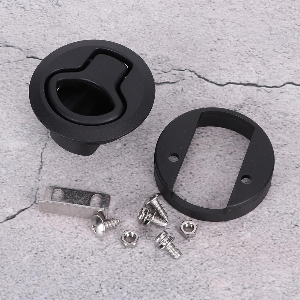 Round Black Flush Pull Slam Latch Deck Hatch Handle Lock for Marine Boat RV Drawers