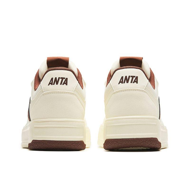 Anta Lightweight Height Increasing Low-Top Skateboard Shoes Men's White Brown Sneakers 112418016-2
