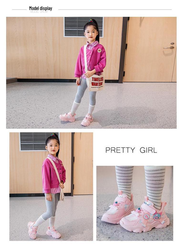 2026 New Autumn Girls' Dad-Style Sports Shoes for Medium and Large Children