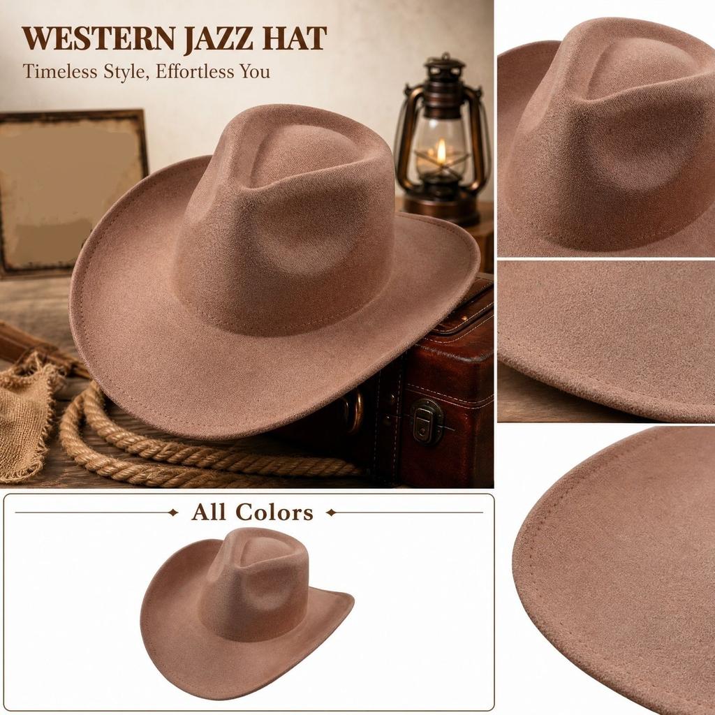 Sombrero Fedora Ancho de Color Liso para Hombres y Mujeres