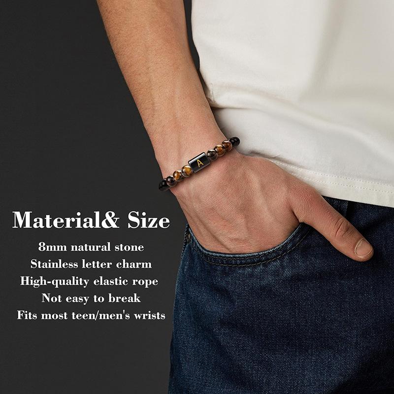 JYL TS Bracelet Men's  Beads Evokes Vintage Style & Strength
