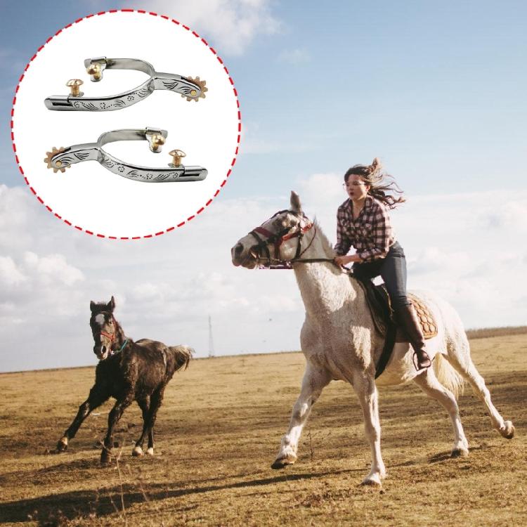 Retros Style Metal Spurs For Equestrians Use German Silver Embellished Traditional Western Horsemanship Spurs