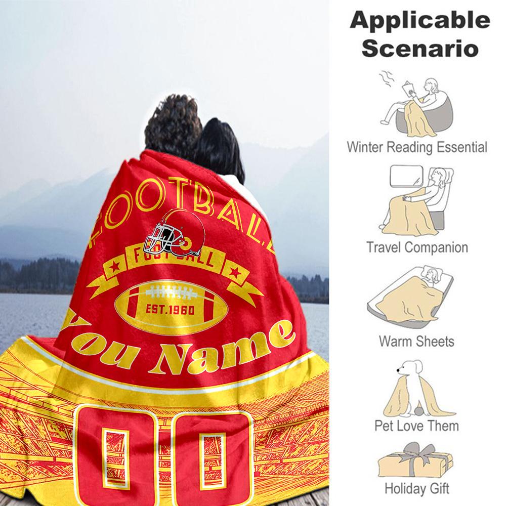 Rugby Fans Personalized Name Blanket Lightweight Personalized Blanket Durable Comfort Great for Couch Office Nap Chair Ideal for All Seasons
